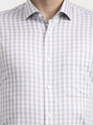 Grey Checked Regular Fit Formal Shirt | Metal