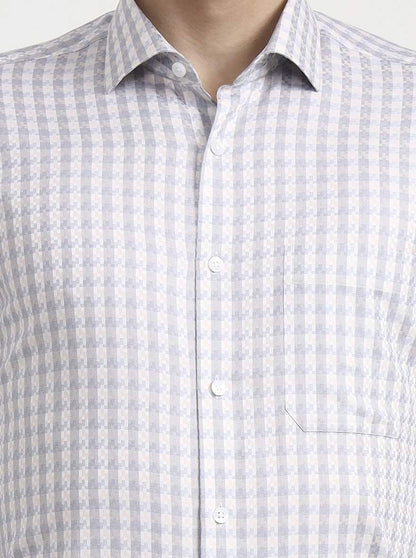 Grey Checked Regular Fit Formal Shirt | Metal