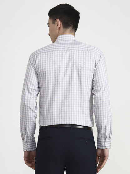 Grey Checked Regular Fit Formal Shirt | Metal