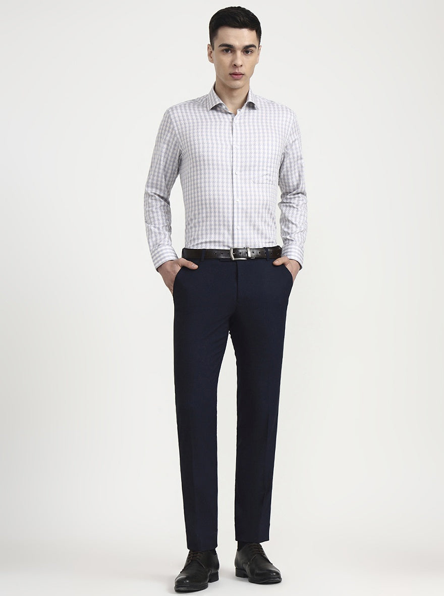 Grey Checked Regular Fit Formal Shirt | Metal
