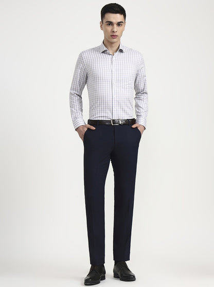 Grey Checked Regular Fit Formal Shirt | Metal