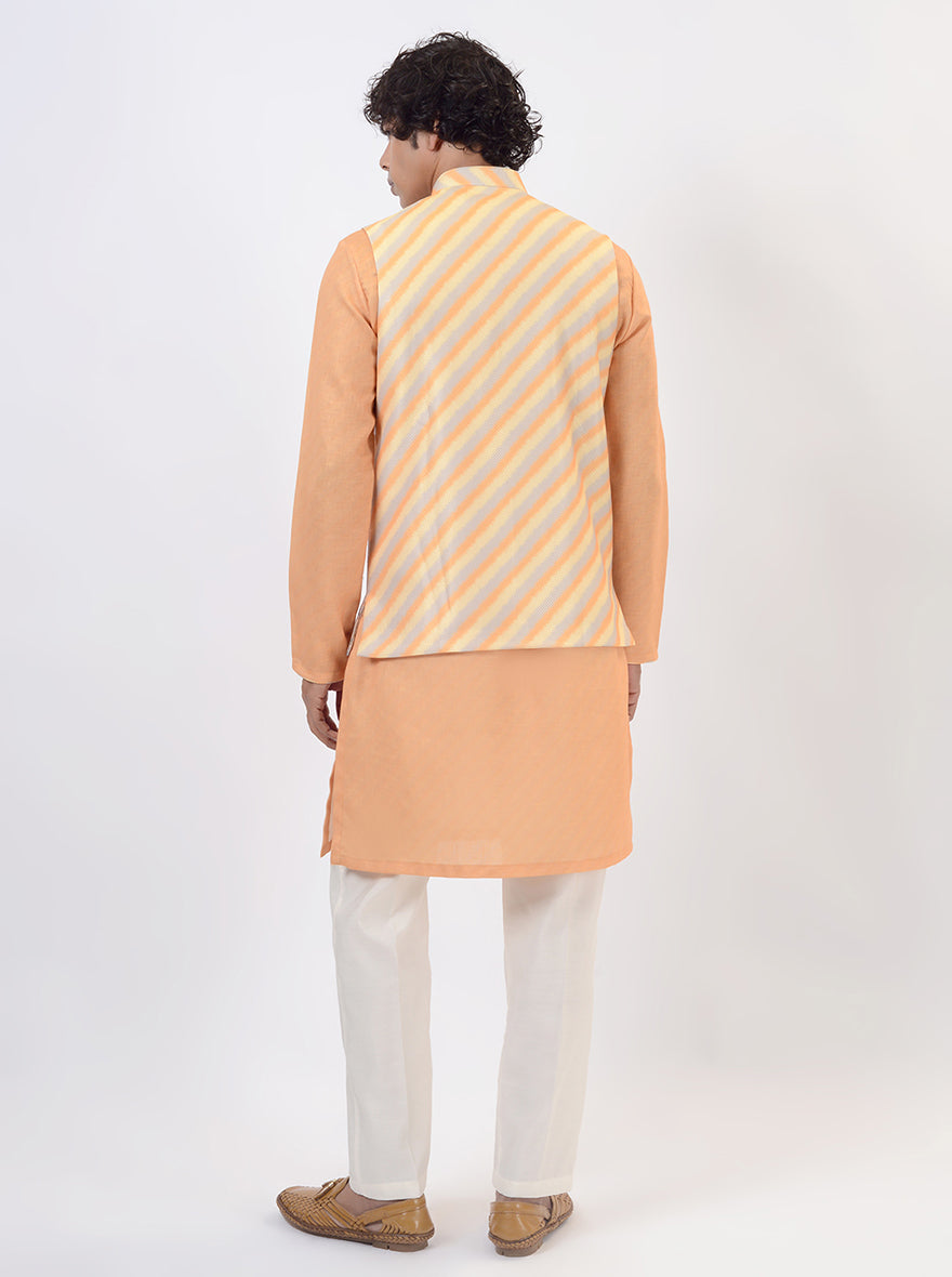 Orange Kurta Set with Koti | Azania