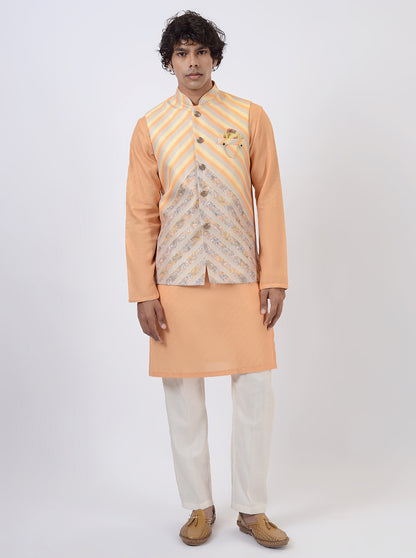 Orange Kurta Set with Koti | Azania