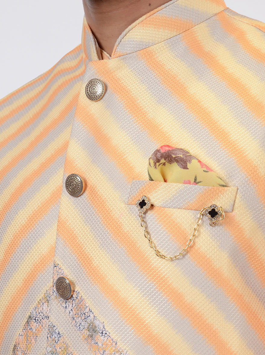 Orange Kurta Set with Koti | Azania