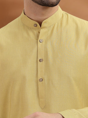Mustard Yellow Solid Modi Kurta | JadeBlue