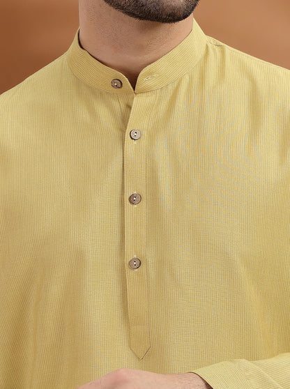 Mustard Yellow Solid Modi Kurta | JadeBlue