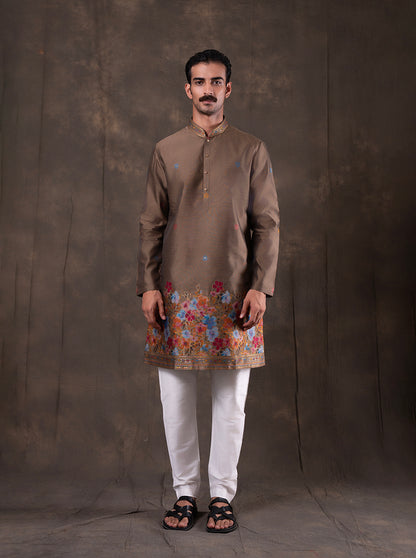 Brown Printed Kurta Pajama | Virasana