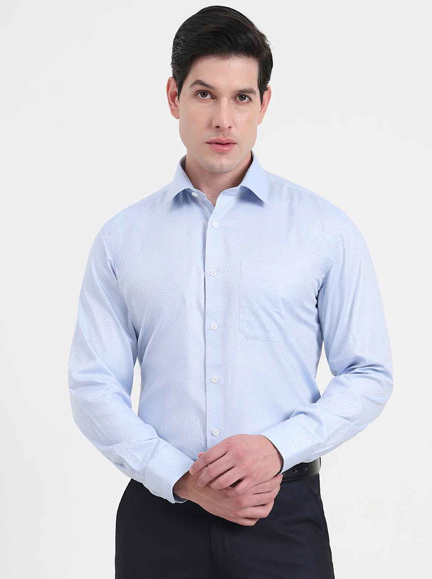 Sky Blue Solid Regular Fit Formal Shirt | JadeBlue