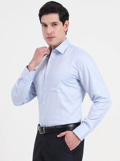 Sky Blue Solid Regular Fit Formal Shirt | JadeBlue