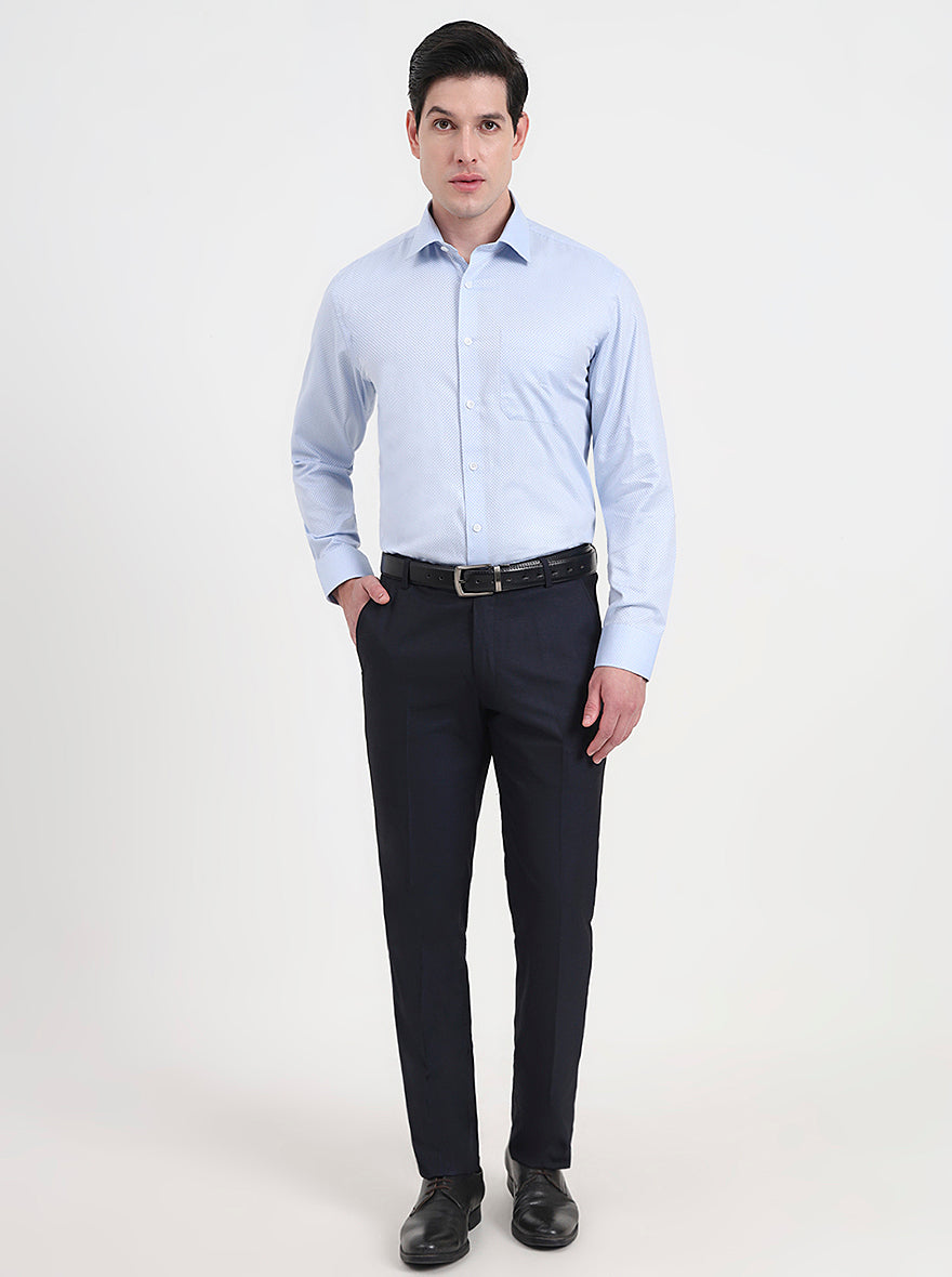 Sky Blue Solid Regular Fit Formal Shirt | JadeBlue