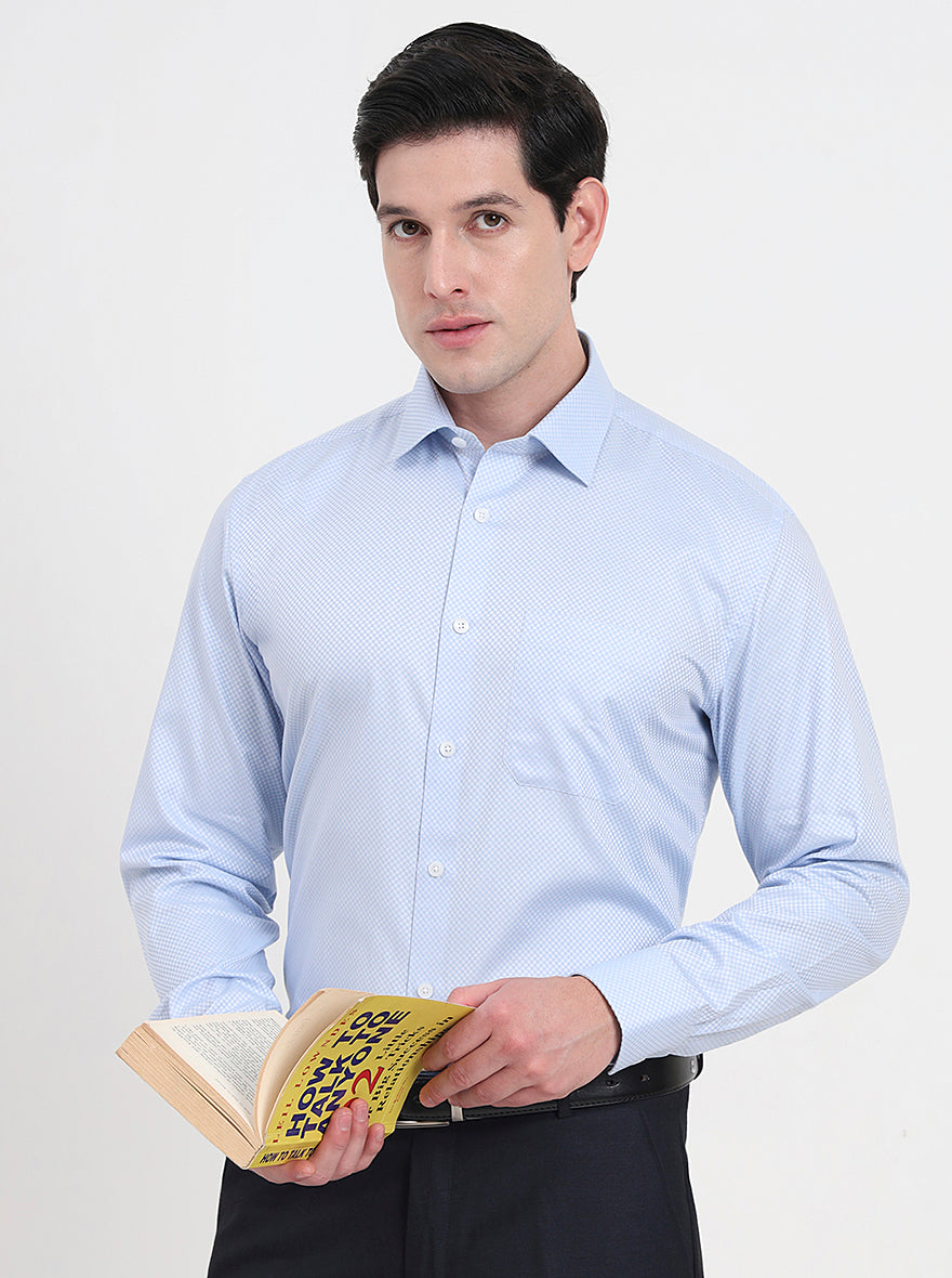 Sky Blue Solid Regular Fit Formal Shirt | JadeBlue