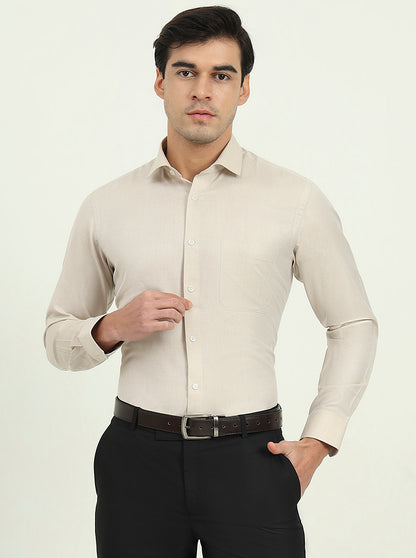 Fawn Solid Slim Fit Formal Shirt | Greenfibre