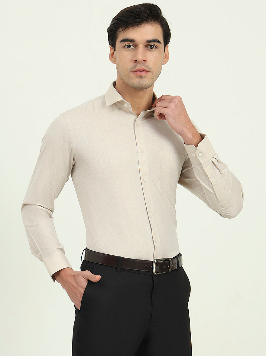 Fawn Solid Slim Fit Formal Shirt | Greenfibre