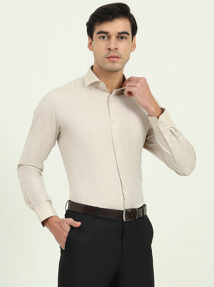 Fawn Solid Slim Fit Formal Shirt | Greenfibre