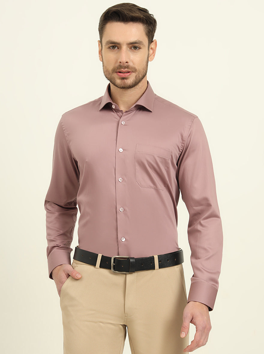 Dusty Pink Solid Slim Fit Formal Shirt | Metal