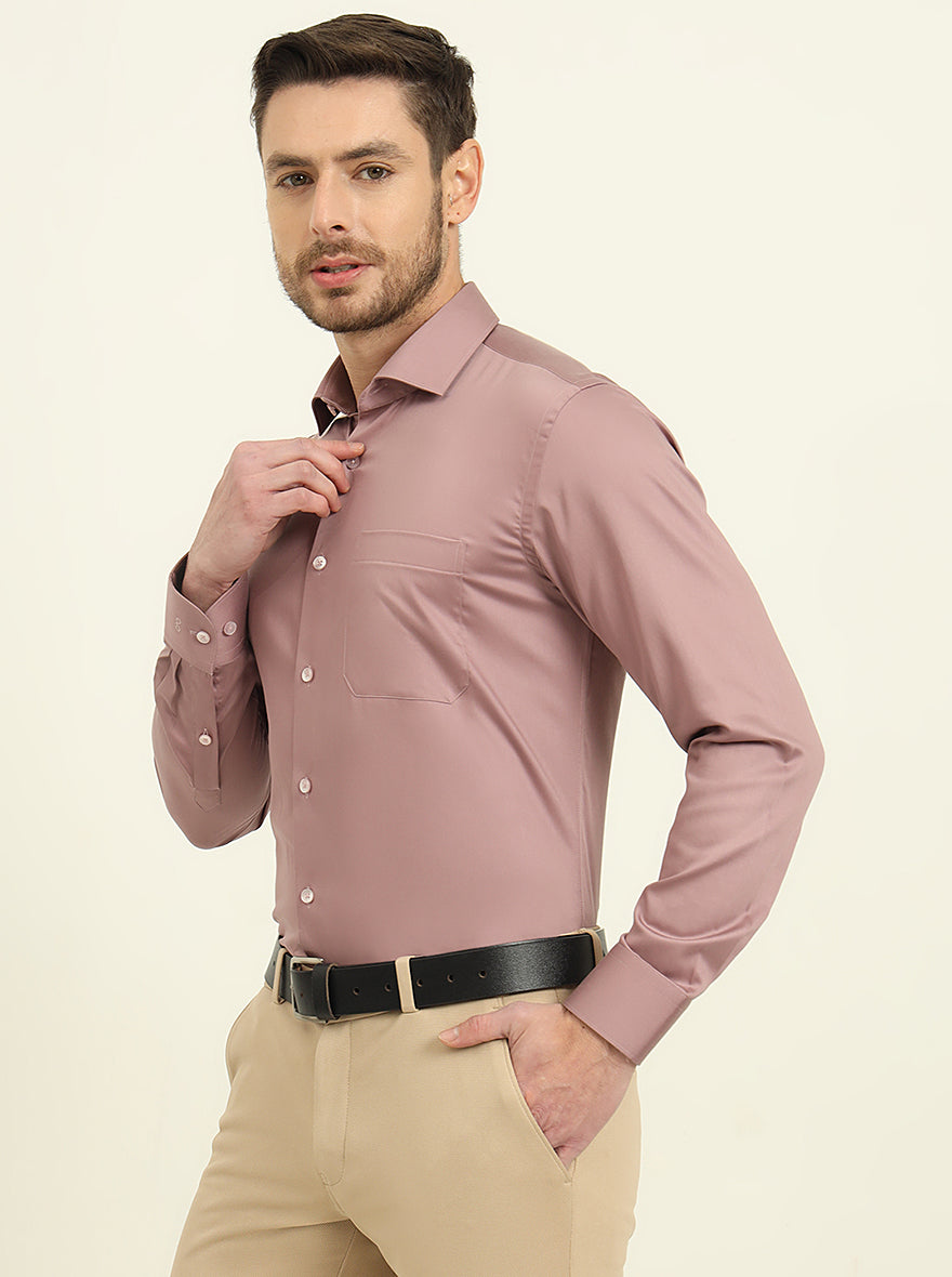 Dusty Pink Solid Slim Fit Formal Shirt | Metal