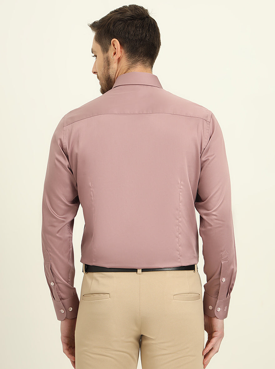 Dusty Pink Solid Slim Fit Formal Shirt | Metal