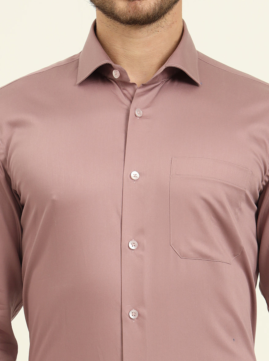 Dusty Pink Solid Slim Fit Formal Shirt | Metal