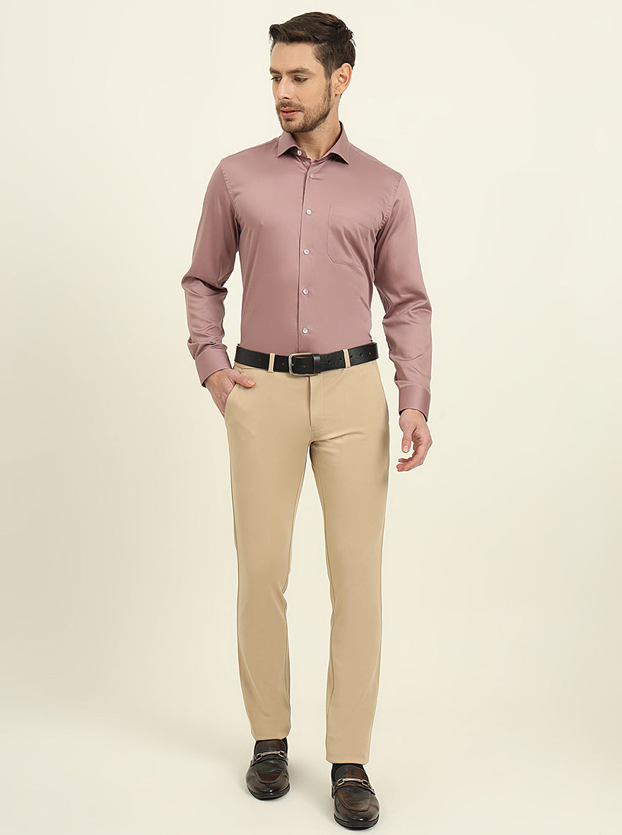 Dusty Pink Solid Slim Fit Formal Shirt | Metal