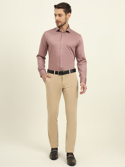 Dusty Pink Solid Slim Fit Formal Shirt | Metal