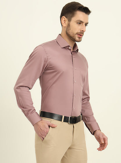 Dusty Pink Solid Slim Fit Formal Shirt | Metal
