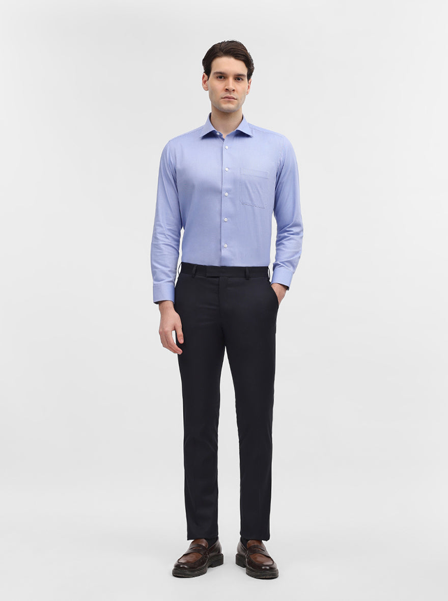 Navy Blue Solid Super Slim Fit Formal Trouser | JadeBlue Youth