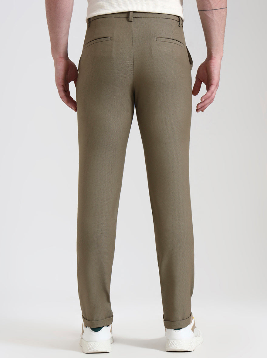 Khaki Solid Venice Fit Casual Trouser | JadeBlue