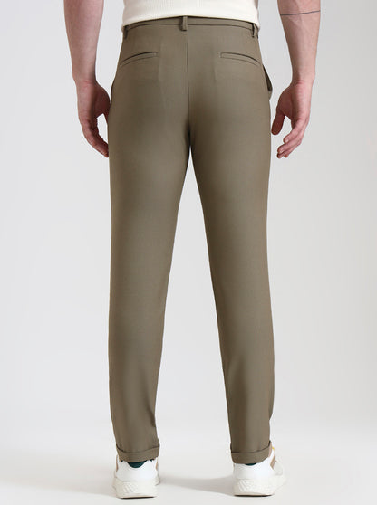 Khaki Solid Venice Fit Casual Trouser | JadeBlue