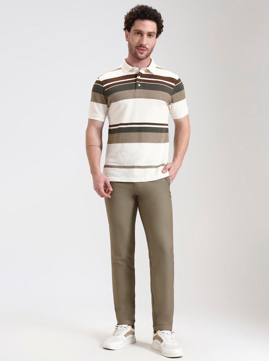 Khaki Solid Venice Fit Casual Trouser | JadeBlue