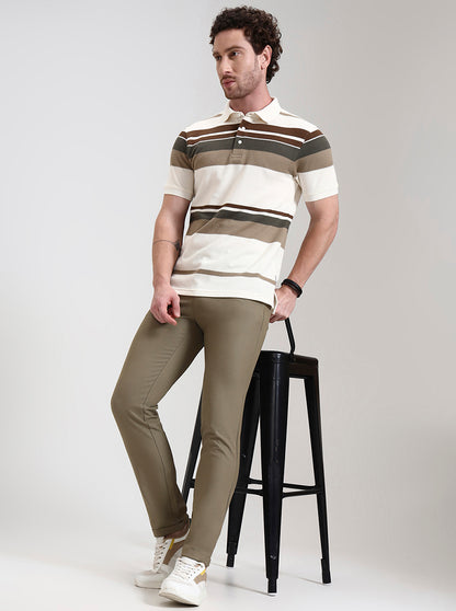 Khaki Solid Venice Fit Casual Trouser | JadeBlue