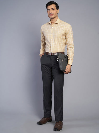 Black Solid Slim Fit Formal Trouser | Metal