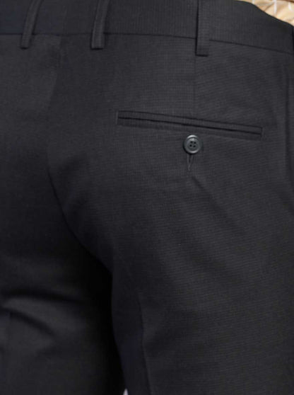 Black Solid Slim Fit Formal Trouser | Metal