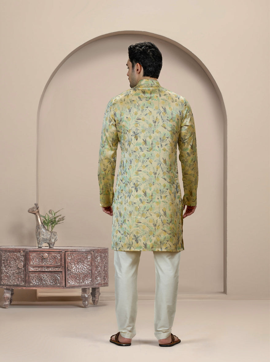 Light Green Printed Kurta | The Kurta Company