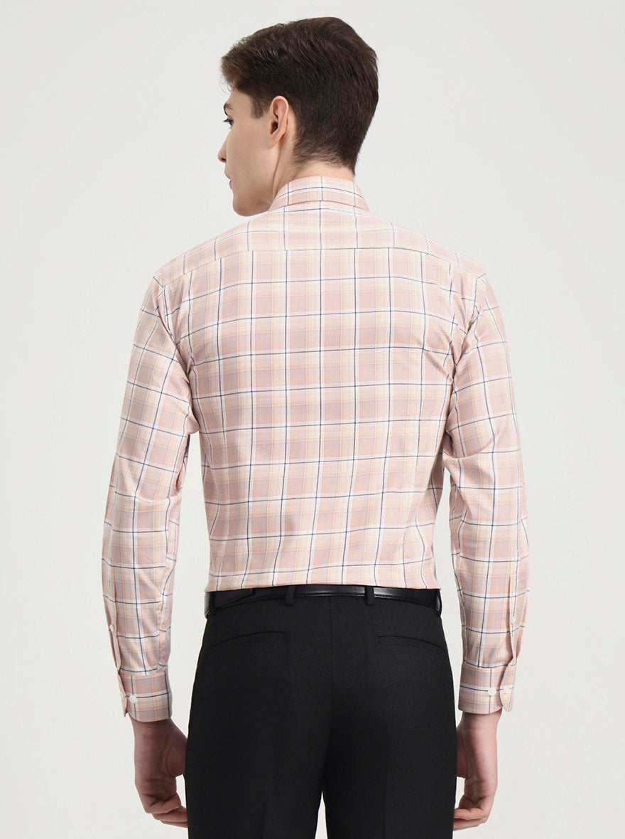 Dark Pink Checked Slim Fit Formal Shirt | Metal