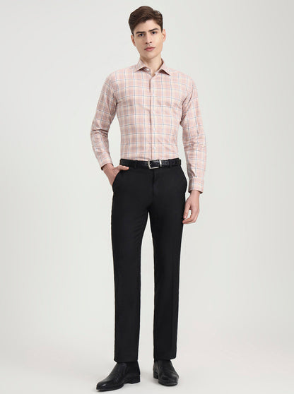 Dark Pink Checked Slim Fit Formal Shirt | Metal