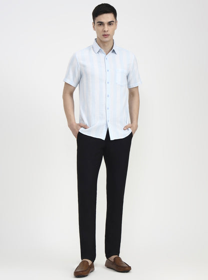Blue Striped Slim Fit Casual Shirt | Greenfibre