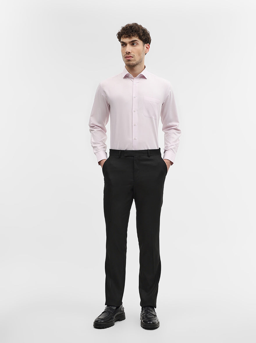 Black Solid Slim Fit Formal Trouser | Greenfibre
