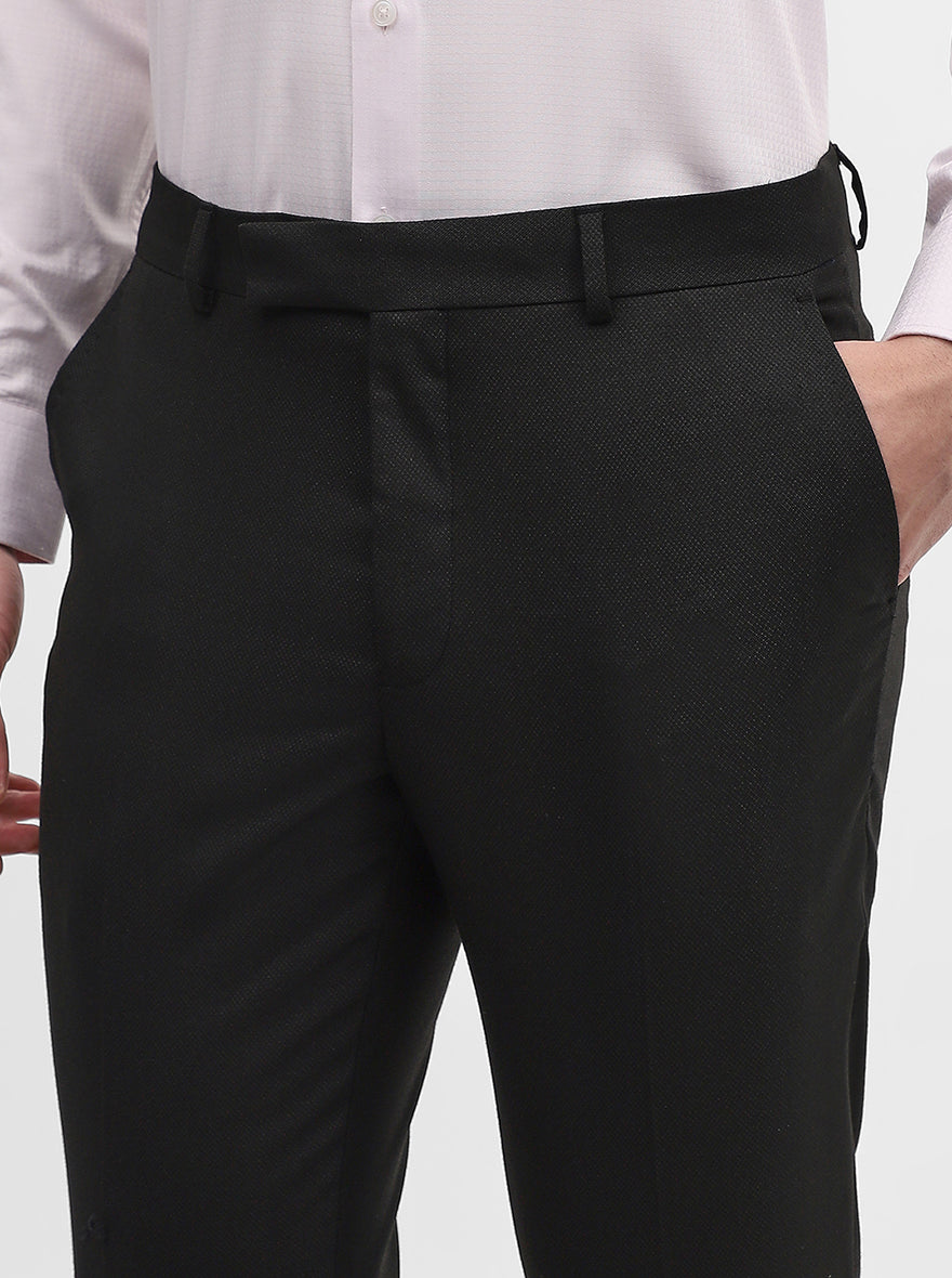 Black Solid Slim Fit Formal Trouser | Greenfibre