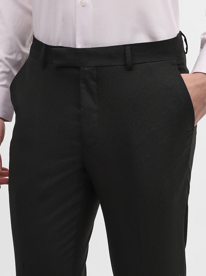 Black Solid Slim Fit Formal Trouser | Greenfibre