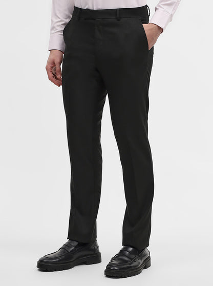 Black Solid Slim Fit Formal Trouser | Greenfibre