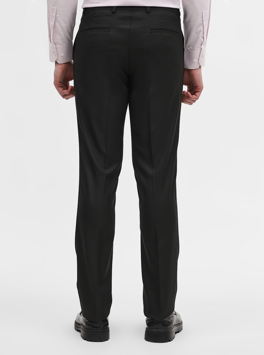 Black Solid Slim Fit Formal Trouser | Greenfibre