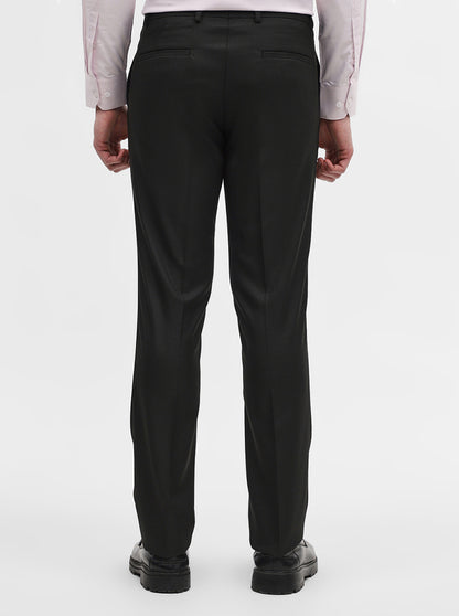 Black Solid Slim Fit Formal Trouser | Greenfibre