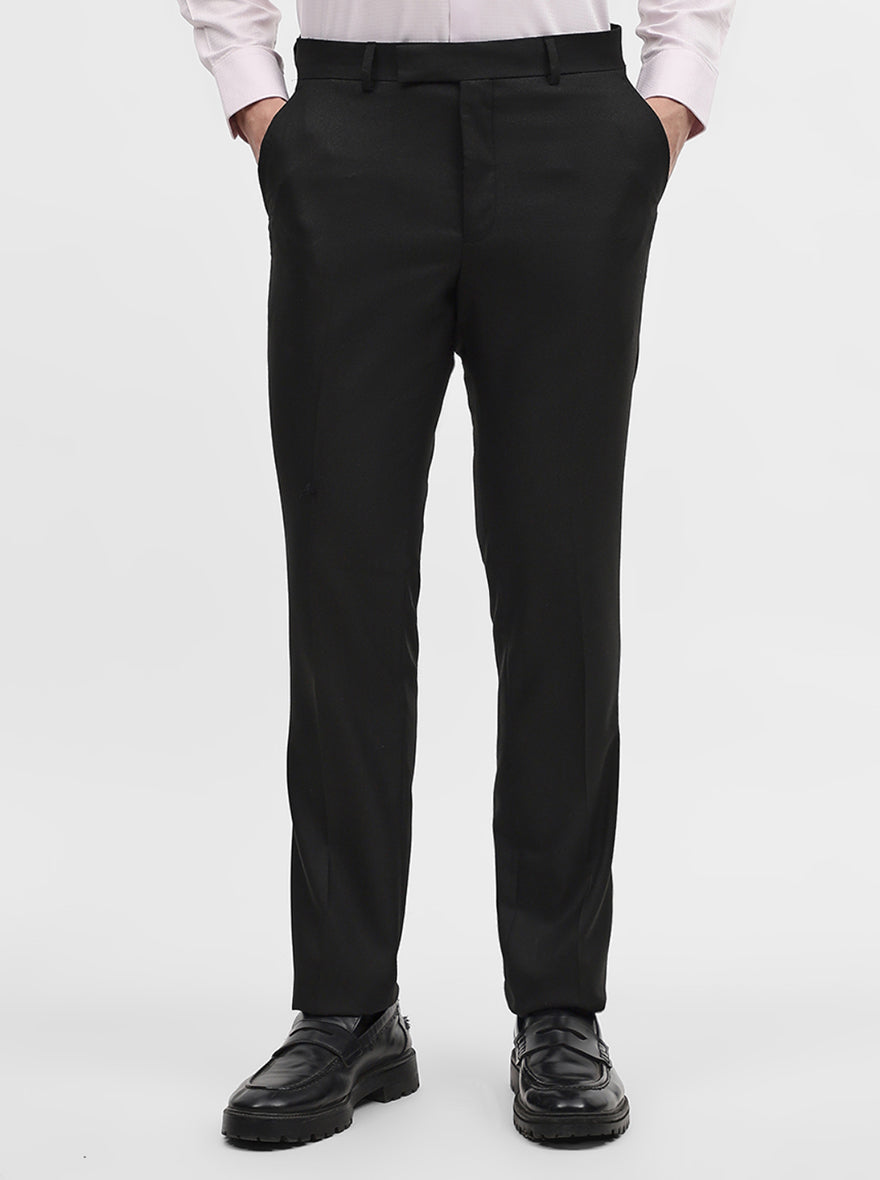 Black Solid Slim Fit Formal Trouser | Greenfibre