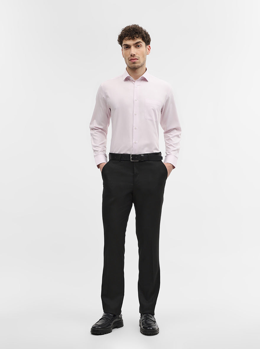 Black Solid Slim Fit Formal Trouser | Greenfibre