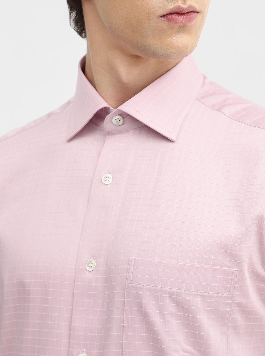 Pink Checked Slim Fit Formal Shirt | JadeBlue Super Luxe
