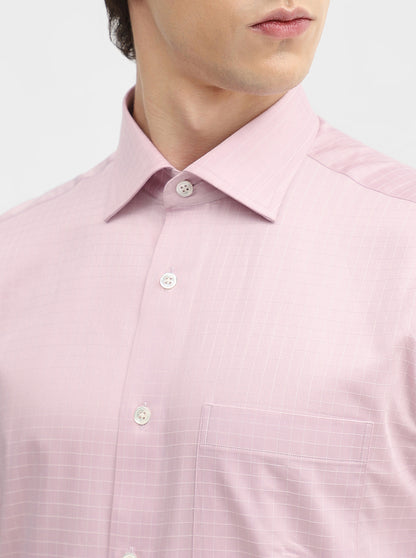 Pink Checked Slim Fit Formal Shirt | JadeBlue Super Luxe