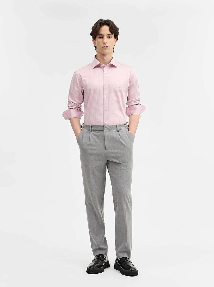 Pink Checked Slim Fit Formal Shirt | JadeBlue Super Luxe