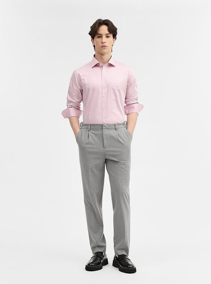 Pink Checked Slim Fit Formal Shirt | JadeBlue Super Luxe