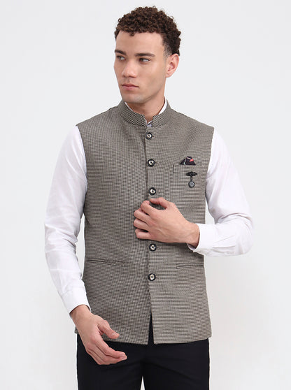 Brown Checked Regular Fit Waistcoat  | Wyre
