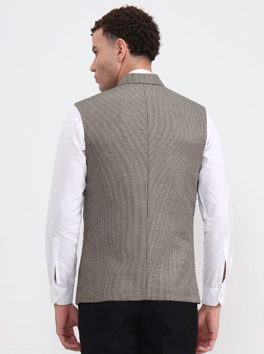 Brown Checked Regular Fit Waistcoat  | Wyre